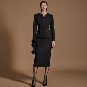 D4844 넨토 벨트 세트 투피스/블랙