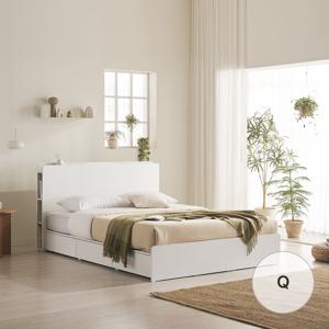 피즈 멀티수납 LED 3단통서랍 수납침대 Q