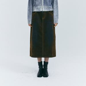 스웨이드 데님 스커트