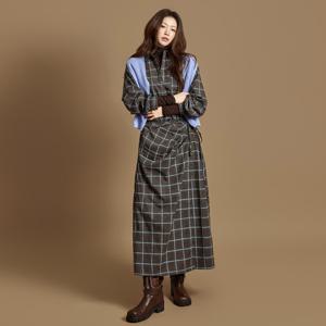 D5388 체크 랩 셔츠 원피스