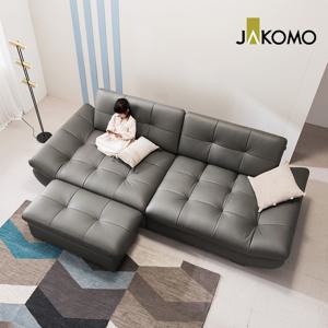 버블리 스윙 4인 기능성 천연면피 소가죽 소파 + 스툴