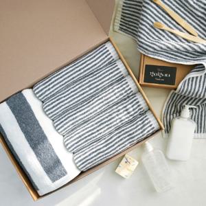 선염 스트라이프 호텔수건 30수 150g 5P + 바스타올 1P 선물세트