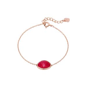 [티르리르] 델루나 레드쿼츠 천연석 실버핑크 팔찌 HBGMS0024P