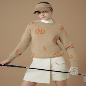 헤지스 골프 여성 [[24FW]] HWSW4D711I2 베이지 여성 겨울 전판 패턴 방풍 풀오버 라운드