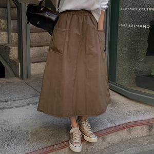 여성 패딩 누빔 포켓 A라인 롱 스커트 -FSK0121- 겨울