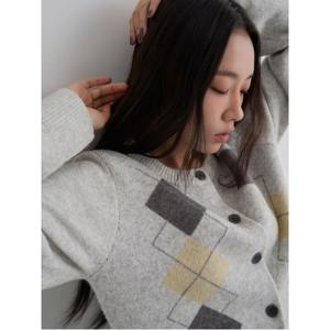 [11/30 무료반품] 아가일 카디건  라이트 그레이