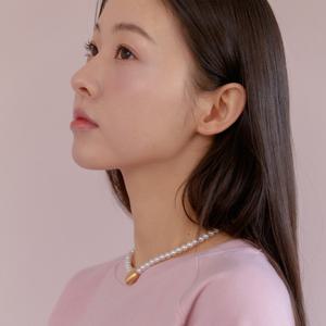 [최초가99,000원]ANC VOLUME HEART PEARL NECKLACE_GOLD