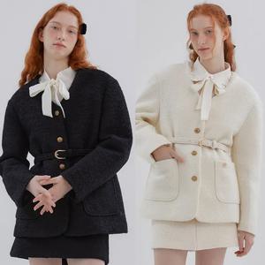 카라리스 벨트 트위드 자켓_2컬러