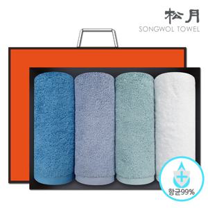 [송월타월]항균프리미엄무지170g 기능성타월 4장 완포장 선물세트