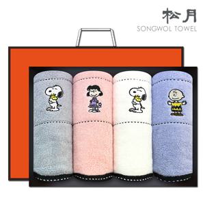 [송월타월]캐릭터타월 스누피 프렌즈 4장 완포장 선물세트