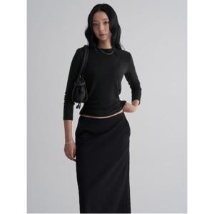 베이직 솔리드 긴소매 티셔츠  블랙