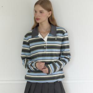 [아워호프] Sorbet Stripe Pique Sleeve T-shirt - Grey [H25FA-TS05-GRE]