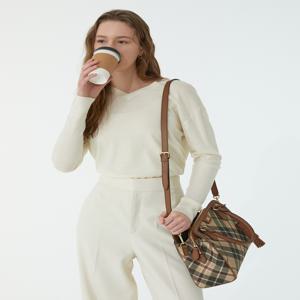 액세서리 여성 [[24FW]] WCBA4F774W2 [스테디셀러]브라운 체크 가죽 토트백 겸 크로스백