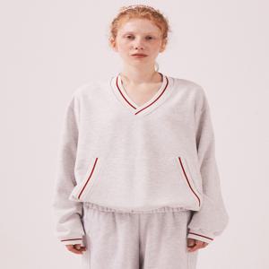 MNS Hard Cotton Vneck Sweatshirt_White Melange