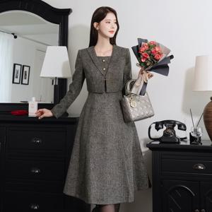 (~XXL까지) 에스포 자켓 레이어드 트위드 원피스 겨울 오피스룩 하객룩 연말룩 모임룩 파티룩 빅사이즈