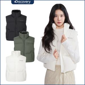 디스커버리 25FW신상 여성 오버핏 올리브 크롭 다운 패딩베스트 DWDV91056