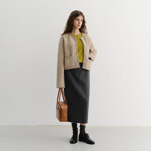 던스트 H-LINE LONG SKIRT GREY STRIPE_UDSK5D223G2