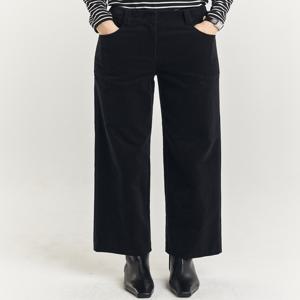 헤지스 여성 [[24FW]] HSPA4D903BK [코듀로이][세미와이드] 블랙 면혼방 팬츠