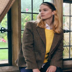 헤지스 여성 [[24FW]] HSJA4D903I3 [가격인하][울100%] 다크베이지 글렌 체크 문트위드 싱글 자켓