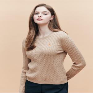 헤지스 여성 [[25SS]] HSSW5AC17I2 면 라운드넥 케이블 긴팔 풀오버 베이지