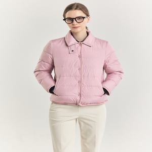 헤지스 여성 [[24FW]] HSJU4D902P1 [가격인하][구스다운] 라이트핑크 체크 안감 카라형 숏 경량