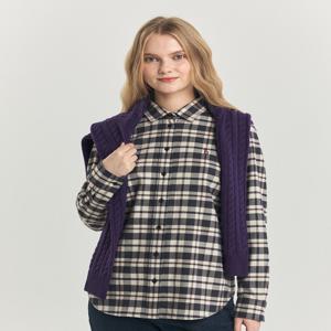 헤지스 여성 [[24FW]] WSSH4D904G2 [스테디셀러][기모] 그레이 체크 긴소매 셔츠