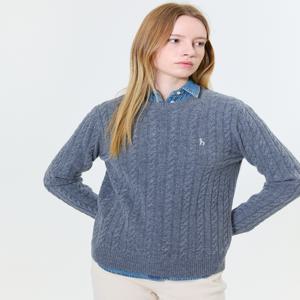 헤지스 여성 [[24FW]] WSSW4DC86G2 [스테디셀러][울100%] 그레이 케이블 라운드넥 스웨터