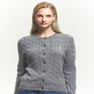 헤지스 여성 [[24FW]] WSSW4DC94G2 [스테디셀러][울100%] 그레이 라운드넥 케이블 가디건