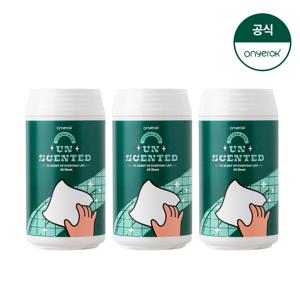온예록 올인원 청소 세정 롤티슈 45매 3개 언센티드(무향)