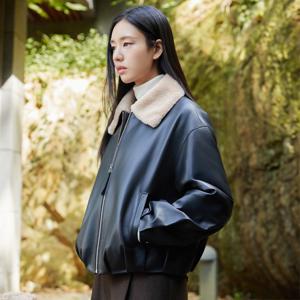 셀렙샵에디션 25FW 양모카라 가죽 구스 다운