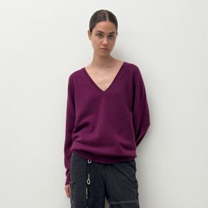 V NECK CASHMERE KNIT (plum)