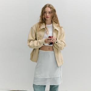 UNISEX VEGAN SUEDE COLLARED BLOUSON CREAM_UDJU5A107CR