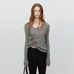 던스트 SHIRRING KNIT TOP MELANGE GREY_UDSW5A204G2