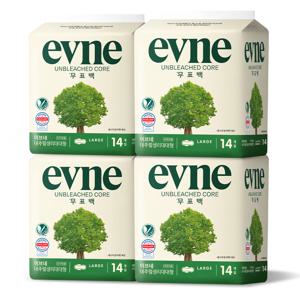 [이브네][4팩] 내추럴 무표백 대형 생리대 14개입