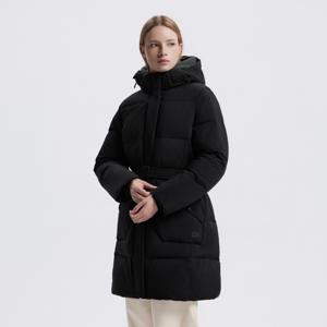 N254WDW090 여성 중기장 후드 탈부착 구스다운 점퍼 BLACK