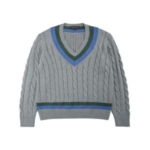 [정상가 230000원] 코튼 케이블 테니스 V넥 스웨터 (그레이) (BBWNMM1813WDF)