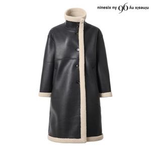 정상가:299,000원｜양털 배색 레더 무스탕 코트 (NO4JH016L0)