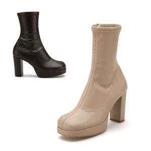 미소페  여성 스퀘어 토 앵클부츠 012246015 9cm 2color