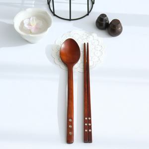 1벌 옻칠 별꽃 자개 나무수저세트D