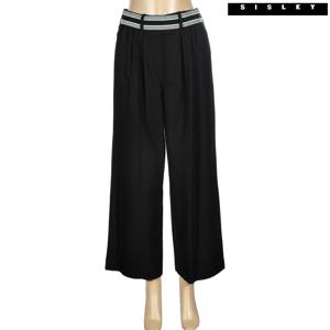 아울렛 울혼방 밴딩 와이드팬츠 SAPTC5361_BK