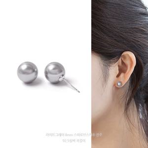 8mm 라이트 그레이 오스트리아 크리스탈 제작 진주 92.5실버 귀걸이