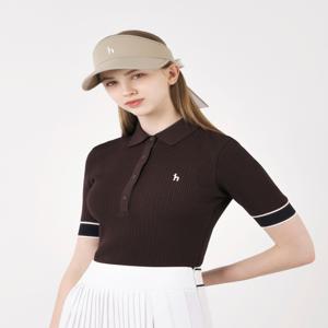 헤지스 골프 여성 [[25SS]] HWSW5B301W3 브라운 여성 라인배색 반팔 카라 니트