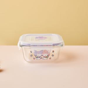 코렐 파이렉스 마이멜로디와 쿠로미 밀폐용기 정사각 310ML