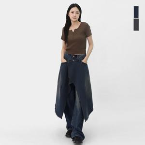 여자 데님 스커트 래핑 랩 레이어드스커트 SENP001