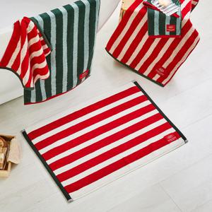 ETF 크리스마스 볼드 스트라이프 타월 발매트 RED 45X65cm