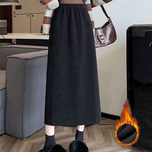 여성바지 귀영운 데일리 기모 코듀로이 밴딩 스커트 코듀로이스커트 겨울롱스커트