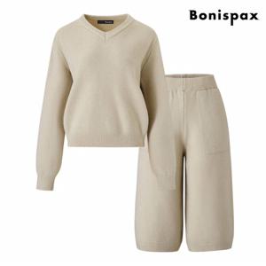 정상가:139,000원 ㅣ 데일리 브이넥 니트 밴딩 팬츠 셋업 (XP4OW002L0)