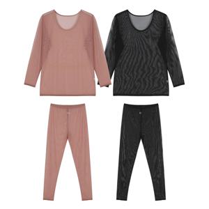 국내 생산 여성 초슬립 시스루 망사 내의 상하의 세트