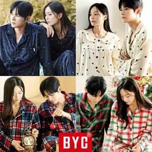 (15%쿠폰) BYC 외 수면 잠옷 세트 커플 극세사 피치 기모 겨울 파자마 홈웨어 바지 남자 여성 빅사이즈 면