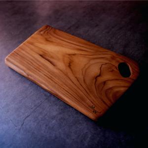 모어우드 티크 원목 플레이팅 양면 곡선도마 L